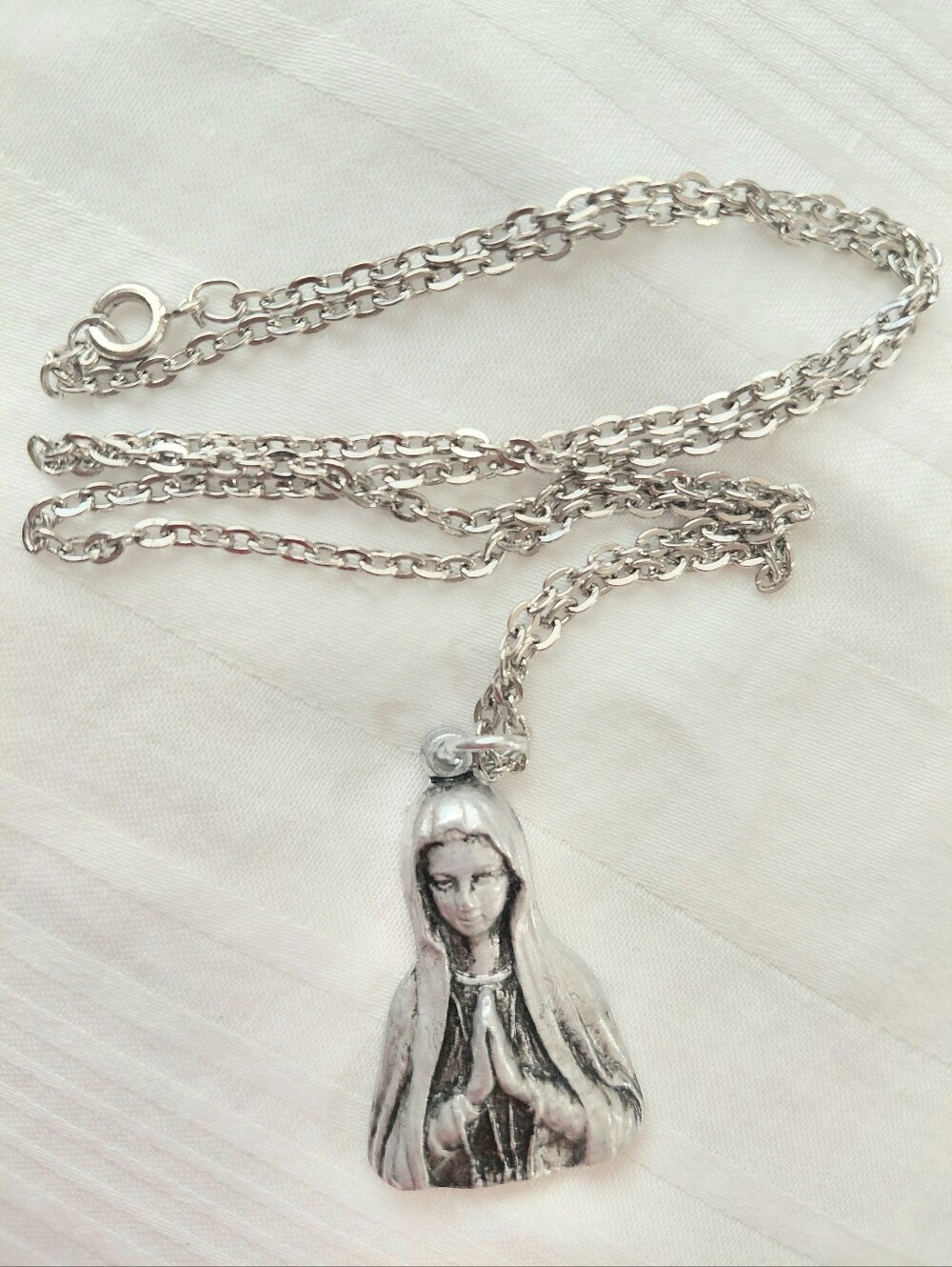 Silver Virgin Mary Necklace 1955